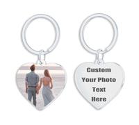 Personnalisez Porte-clés avec Gravure et Photo - Cadeau d'Anniversaire Personnalisable pour Couple - Forme de cœur Porte-clé Laser avec Image - Accessoire pour Clés Gift Parfait