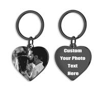 Personnalisez Porte-clés avec Gravure et Photo - Cadeau d'Anniversaire Personnalisable pour Couple - Forme de cœur Porte-clé Laser avec Image - Accessoire pour Clés Gift Parfait