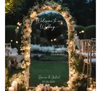 Personnalisez un autocollant de transfert de cristal "Bienvenue à mon mariage" pour la décoration de mariage. Donnez un style unique à votre miroir. Personnalisez les noms exclusifs du marié et de la 