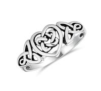 Personnalisez une bague de promesse avec nœuds celtiques irlandais pour meilleures amies, cœur infini, bande de 1MM pour adolescentes, femmes, en argent sterling oxydé .925, personnalisable.