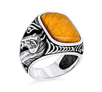 Personnalisez Votre Bague Pour Homme En Pierre De Gemme Grande Bague Pour Cheval Équestre En Oeil De Tigre Marron Bague Pour Homme En Argent Sterling 925 Oxydé Faites La Main En Turquie