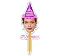 Personnalisez Votre Chapeau de Gâteau,Téléchargez Votre Photo Faciale,Ajoutez une Étiquette Texte,pour Décoration de Fête et Anniversaire,Coiffure Cupcake Joyeuse et Chapeaux de Gâteaux Personnalisés