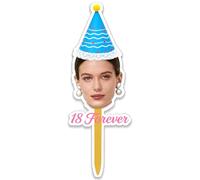 Personnalisez Votre Chapeau de Gâteau,Téléchargez Votre Photo Faciale,Ajoutez une Étiquette Texte,pour Décoration de Fête et Anniversaire,Coiffure Cupcake Joyeuse et Chapeaux de Gâteaux Personnalisés