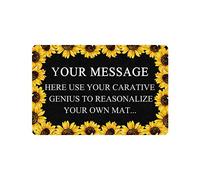 Personnalisez Votre Propre Message Cadre Tournesol Personnalisé Paillasson Exterieur Facile À Nettoyer Tapis De Porte Durable Tapis De Bain pour Jardin Extérieur Couloir 40 X 60Cm