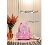 Personnalisez votre propre sac à dos de danse, sac à dos de princesse petite avec motif brodé de chaussures de danse en dentelle rose, peut être personnalisé avec un nom exclusif, des lettres, des num