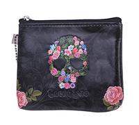 Personnalité 3D en relief souple hommes femmes carte pièce de monnaie pour porte-clés Zip Change Pouch Pouch sac sac à main cadeau, Tête de mort rose.