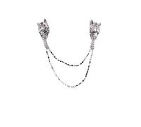 Personnalité alliage broche vêtements chemise col épinglettes en métal longue chaîne gland broches for hommes bijoux(Silver)