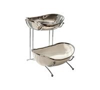 Personnalité créative de la corbeille à fruits irrégulière double couche en céramique - Double couche - Mélange et assortiment d'argent