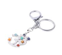 Personnalité de la Mode 7 Chakra Pierre Porte-clés Symbole 3D étoile à Cinq Branches Amour Pendentif Perles de Yoga Porte-clés Unisexe Accessoires de Sac Polyvalents,AUM,Taille Unique