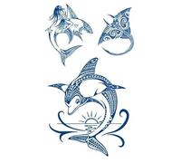 Personnalité de la mode à base de plantes graduelle baleine à vague japonaise Simulation imperméable à l'eau autocollant de tatouage colorfast à long terme (GZ-268)