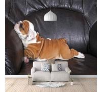 Personnalité D'Un Chiot Animal Simple En Trois Dimensions Papier Peint 3D Installation Facile Intissé Tapisserie Bureau Salon Canapé Chambre Décoration Murale-430cm×300cm