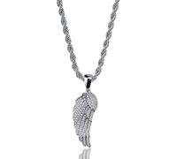 Personnalité Mode Brillant Zircon incrusté d'ailes d'ange Pendentif Collier Hip Hop Style Hommes fête Bijoux Cadeau