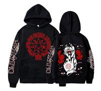 Personnalités Sweats À Capuche Hellsing Ultimate Anime Impression Sweats À Capuche Hommes Femmes Mode Surdimensionné Décontracté Sweatshirt Harajuku Neutre Pull À Manches Longues XXS~4XL-Black||XXS