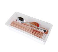 Perspective Holder With Cover - Pp As Divided Flatware Tray, White Clear Compartment Organizer, Conteneur de Stockage Strong Drable | Hôtel Maison Cuisine Tiroir Armoire Accessoires Argent