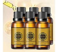 Perte de poids à l'huile de gingembre pour le drainage du ventre, liquide de massage essentiel relaxant à l'huile de gingembre pour le drainage naturel, huile essentielle de gingembre Srttan (6PCS)