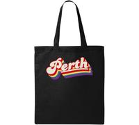 Perth Australia Sac fourre-tout coloré en coton écologique avec logo 3D Noir, Noir , Taille unique