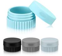 Perthlin 4 Pièces Recipient de Voyage pour Articles de Toilette Petits Pots de Crème en Gel de Silice 0,68 Once Étanches Flacon de Format Voyage avec Couvercle pour Cosmétique(Noir et Gris)