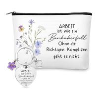 Perthlin Cadeau d'Adieu pour Collègue Porte-Clés pour Collègue + Trousse à Maquillage pour Collègue Cadeau de Remerciement pour Collègue Ami Retraite Changement d'emploi Anniversaire Noël(Coquelicot)