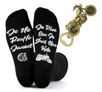 Perthlin Cadeau de Moto de Homme 1 Paire Chaussettes de Moto Amusantes et 1 Décapsuleur de Bière de Moto Ouvre-Bouteilles de Moto Vintage Cadeau de Chaussettes pour Fete des Peres Anniversaire Papa