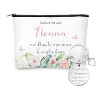 Perthlin Le Cadeau de Grand Mère Porte Clés de Grand Mère Trousse à Maquillage de Grand Mère Porte Clés en Cadeau avec Un Pendentif du Petit Fils Offert en Cadeau à Grand-Mère de Noël pour Son