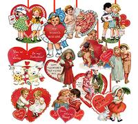 Perthlin Lot de 48 décorations Vintage à Suspendre pour Sapin de Saint-Valentin, décoration pour Salle de Classe, Maison, Arbre, fenêtre, Mur, Anniversaire de Mariage