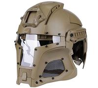 PERTID Casque Tactique De Médiéval Vintage, Casque De Combat avec Masque à Grille Et Lunettes à Verres Interchangeables, Protection du Visage des Yeux pour L’Airsoft, Paintball, Tir Et CS