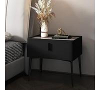 PERTID Rocktop Slab Simplely Table de Nuit Cabinet, Tables de Chevet pour Salon avec Tiroirs, Meuble Chambre en Cuir Moderne (Color : Negro, Size : A)