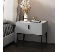 PERTID Rocktop Slab Simplely Table de Nuit Cabinet, Tables de Chevet pour Salon avec Tiroirs, Meuble Chambre en Cuir Moderne (Color : Light Gray, Size : B)