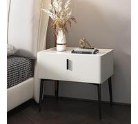 PERTID Rocktop Slab Simplely Table de Nuit Cabinet, Tables de Chevet pour Salon avec Tiroirs, Meuble Chambre en Cuir Moderne (Color : Bianco, Size : A)
