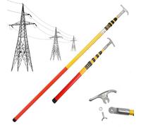 Pertiga Telescopica Para Electricista, Sections 3/4/5 Crochet de Sauvetage isolé Haute Tension, Crochet de Sauvetage Portable à bâton Chaud pour Les opérations de toiture(3/16ft)