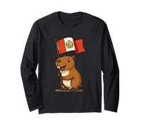 Peru Flag Peruvian Capybara Andean Pride Vibes Manche Longue