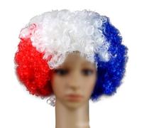 Pèruche de Célébration Gauloise - Match de Football, Modèle Traditionnel Tricolore Bleu, Blanc et Rouge, Accessoires de Support Vitalité, pour Tous Types de Têtes(France)