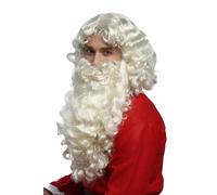 Perücke & Barbe Deluxe Noël Santa Claus Nikolaus Blanc, Marron Clair Bouclé