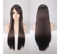 Perücke für Cosplay Perücke Farbe Anime Perücke Langhaarfrisur Kopfbedeckung 80cm glattes Haar Farbe: 80CM dunkelbraun K026-6