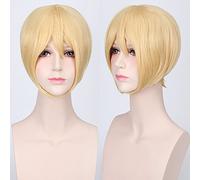 Perücke für Cosplay Perücke Multicolor Universal Gesicht Kurzhaar MSN Schwarz-Weiß Kurzhaar Bobo Kopfbedeckung Perücke Farbe:K047-12 Nr. Prince Gold