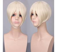 Perücke für Cosplay Perücke Multicolor Universal Gesicht Kurzhaar MSN Schwarz-Weiß Kurzhaar Bobo Kopfbedeckung Perücke Farbe: K047-18 Milchweiß