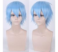 Perücke für Fasching Nachtleben CluI Party Dress Up Perücke Cos Perücke Juvenile Reverse Curly Short Hair Farbe Universal Herrenperücke Cosplay Anime Perücke Farbe: 002-37 Hellblau