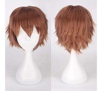 Perücke für Fasching Nachtleben CluI Party Dress Up Perücke Cosplay Anime Perücke Universal Farbe Harajuku Anti-Curled Herren Kurzhaar Anti-Curled Stil Farbe: K049-6 Hellbraun