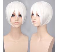 Perücke für Fasching Nachtleben CluI Party Dress Up Perücke Cosplay Perücke Multicolor Universal Gesicht Kurzhaar Msn Schwarz-Weiß Kurzhaar Bobo Kopfbedeckung Perücke Farbe: K047-1 Weiß