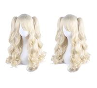 Perücke für Halloween, Mode, Weihnachtsfeier, Verkleidung, Perücke, Cosplay, Anime, Perücke, Lolita, niedlich, Lolita, Loli, doppelter Pferdeschwanz, Mundclip, langes lockiges Haar, Kunsthaar, Farbe: