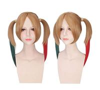 Perücke für Halloween, Mode, Weihnachtsfeier, Verkleidung, Perücke, Cosplay-Perücke, Film, Harleen Quinzel, Harleen Quinzel, Perücke, Farbe: Pl-682 (Leinen, Grün, Rot)