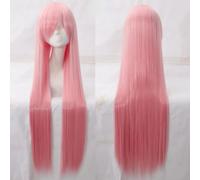 Perücke für Halloween, Mode, Weihnachtsfeier, Verkleidung, Perücke, Cosplay, Perücke, universell, 100 cm, Farbe, langes glattes Haar, Cos Anime, Hochtemperaturdraht, 099, Farbe: Rosennetz, 070 [1 Met