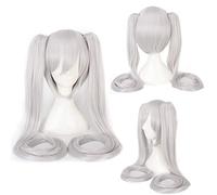 Perücke für Halloween Mode Weihnachtsfeier Verkleidung Perücke Miku Senbon Sakura Hatsune Snow Hatsune Sakura Hatsune Albino Hatsune Kamori Sanae Cosplay Perücke Farbe:Cy120-26 (Silber Weiß)