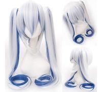 Perücke für Miku Senbon Sakura Hatsune Snow Hatsune Sakura Hatsune Albino Hatsune Yumori Sanae Cosplay Perücke Farbe: CY120-13 (weiß-blauer Farbverlauf)