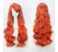 Perücke für perfekt für alltägliche Partys Cos Perücke Farbe Anime Perücke Knopfnetz Hochtemperaturdraht Universal 80 cm langes lockiges Haar Farbe: K027-10 (80 cm orange rot)
