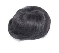 Perücke Herren #1B Système de remplacement de cheveux humains en PU for homme, postiche noir naturel, 0,08-0,10 mm, boucle en V Herren Perücken