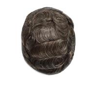 Perücke Herren Perruque synthétique for homme, postiche en cheveux humains gris mélangés de 6 pouces, 0,1 à 0,12 mm, entièrement en PU Herren Perücken(7"x10")