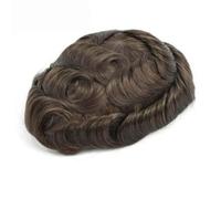 Perücke Herren Postiche en PU for homme, cheveux humains, système de remplacement par injection de 0,12 à 0,14 mm, prothèse capillaire for homme Herren Perücken(#3,8x10)