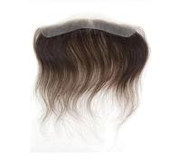 Perücke Herren Postiche homme droit marron de 0,06 mm avec ligne frontale en V for homme, cheveux humains de 16 cm, peau ultra fine, prothèse capillaire en PU for homme Herren Perücken(16x1.8cm,Dark B