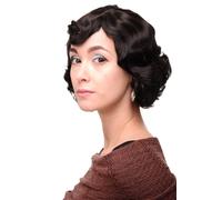 WIG ME UP - Perruque dame carré année 20 ondulé brun foncé env. 25 cm A4002-3